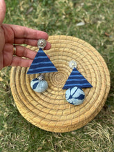 Triangular Hanging Earrings with Round Drops